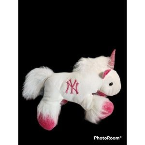 New York Yankee Unicorn Plush Pink White 12"